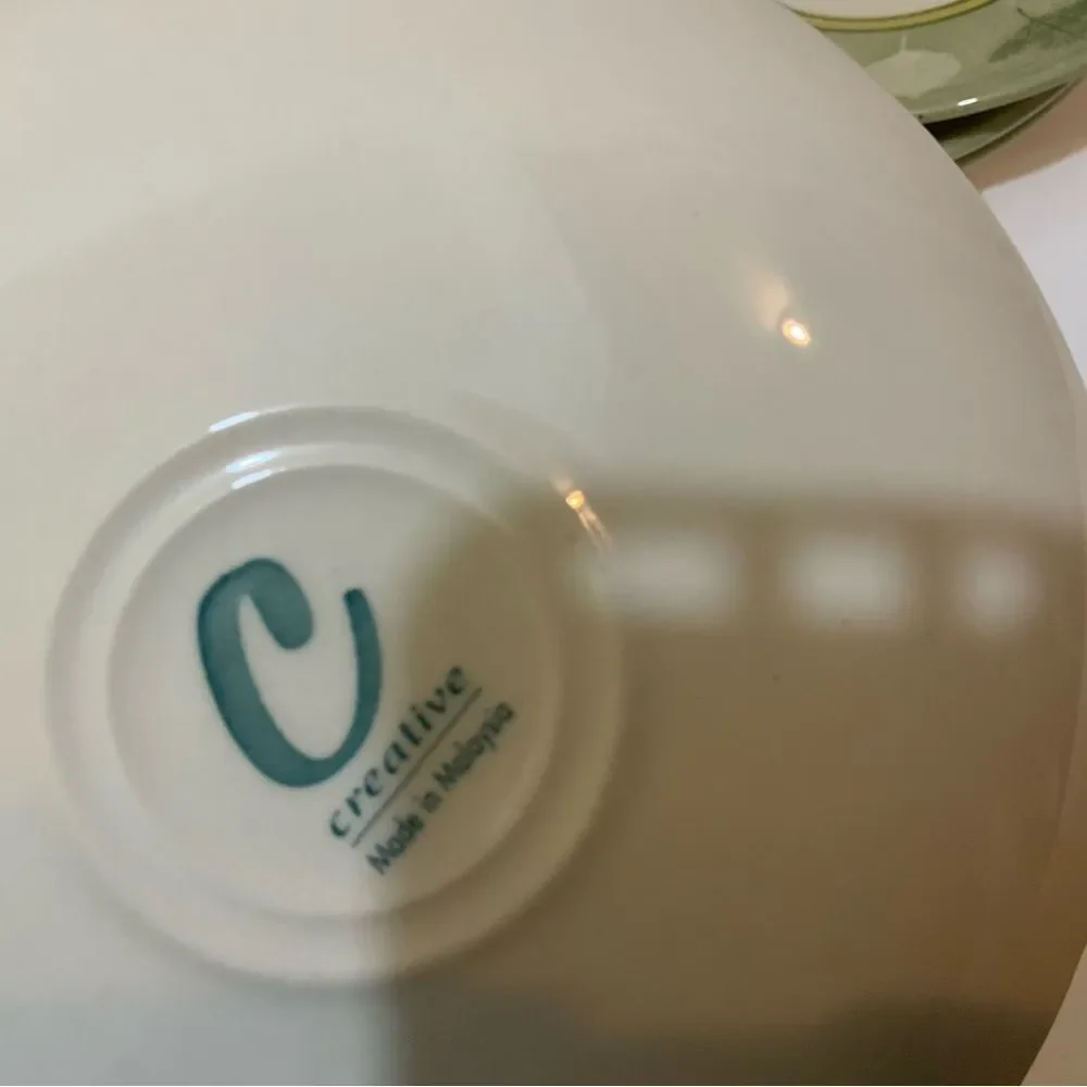 3 CVD2 Green Leaves On  Band appetizers plates by Creative made in Malaysia